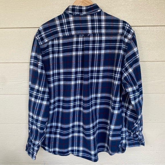 Jachs Mens 2XL Blue‎ Plaid Flannel Shirt 100% Cotton Button Down Mid Weight - Picture 4 of 13